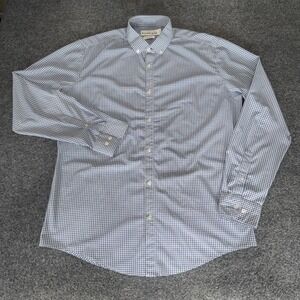 Mizzen+Main Mens XL Trim Fit Blue Gingham Shirt Performance Stretch Button Down
